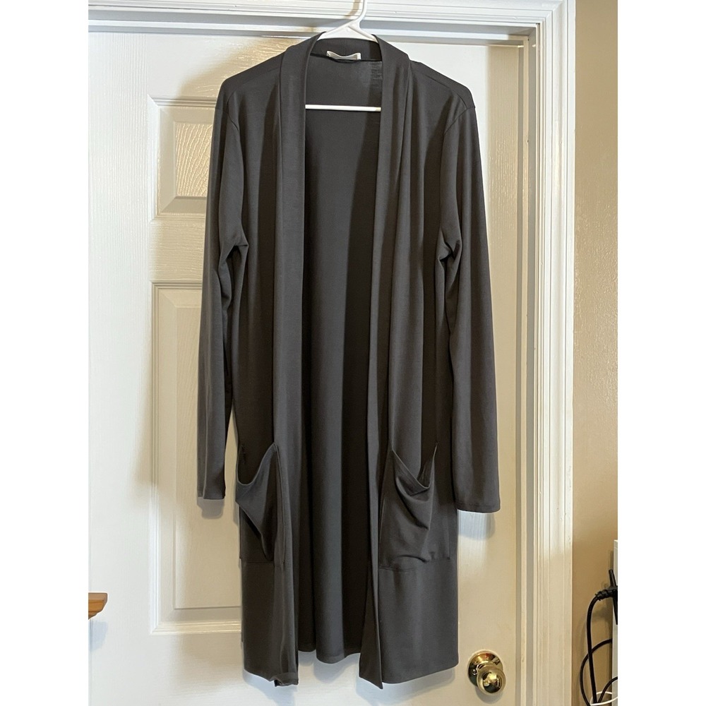 Women's PLUS Size 1X Long Charcoal Gray Cardigan, Women's Plus Size, Lightweight